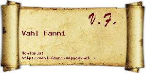 Vahl Fanni névjegykártya